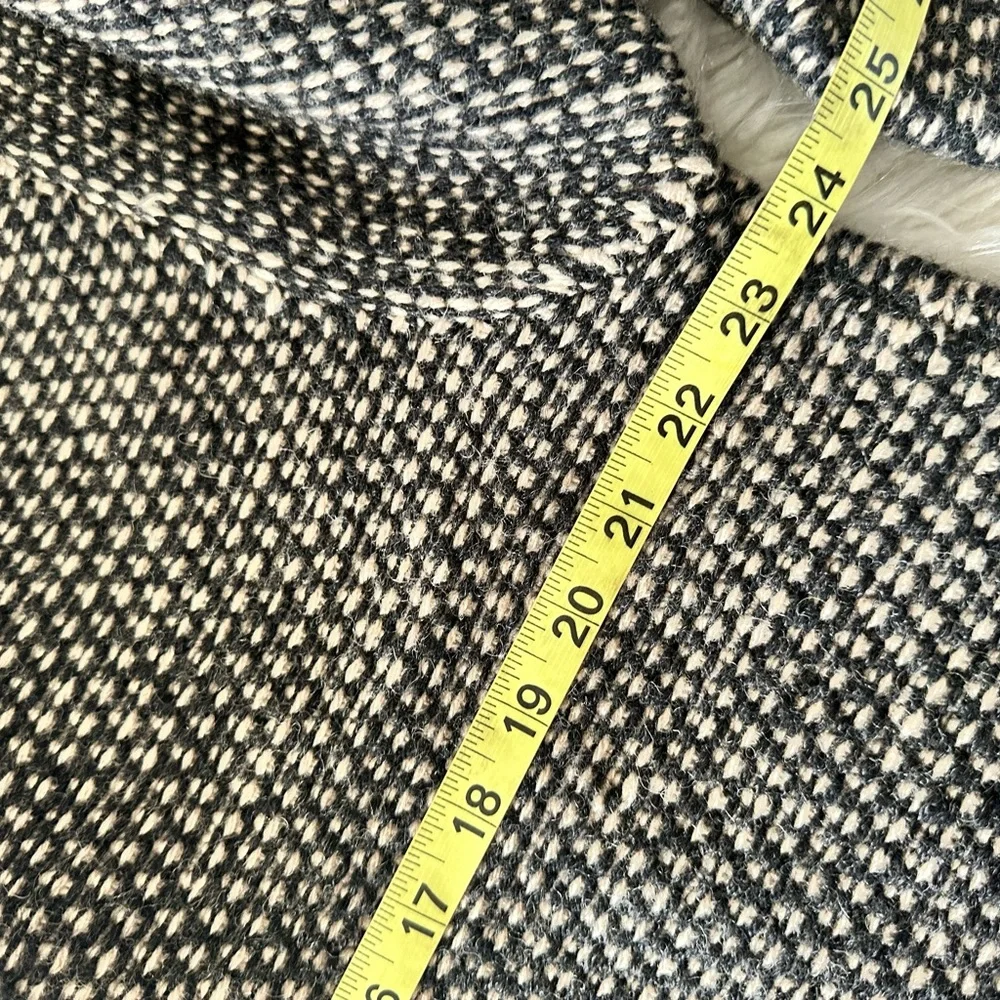 VTG vintage J.Crew black cream knit 100% wool sweater Large FLAW‎